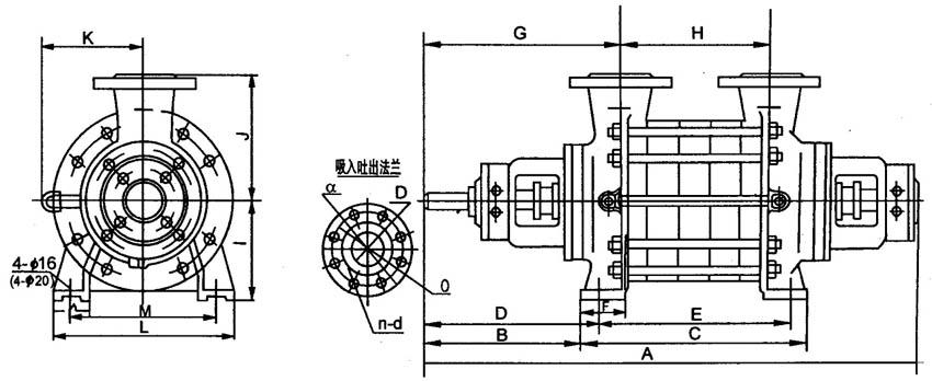 2.5GC-3.5、4GCGC型臥式多級離心泵外型尺寸圖